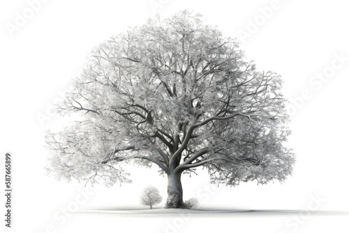 monochromatic photograph featuring a solitary tree. Generative AI