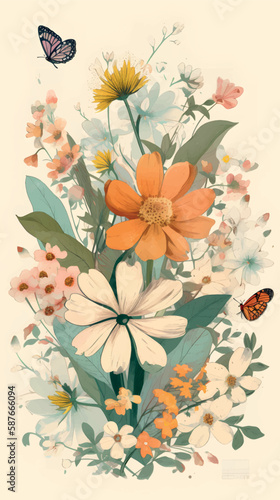 Sping blooming flowers bouquet