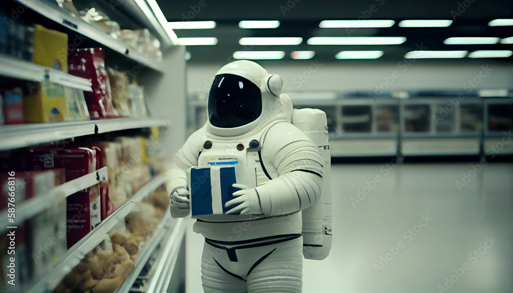 Astronaut in the supermarket. Generative AI Astronaut in the supermarket. Generative AI