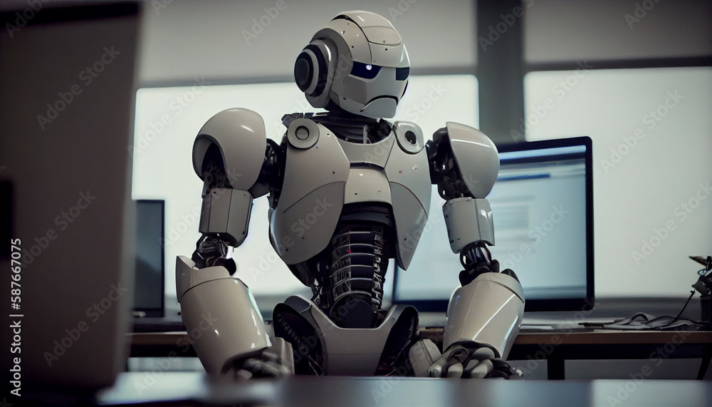 Robot in the office. AI Generative Robot in the office. AI Generative