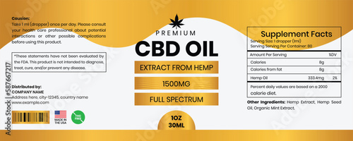 CBD Label Design Template, Dropper Bottle Design, Product Packaging Design Template, Extract From Hemp CBD Oil Label