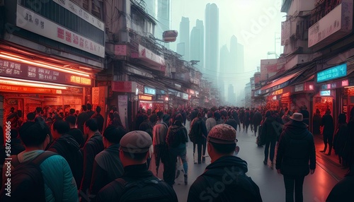 The future. Cyberpunk, overpopulation, metropolitan city-life in an urban world.