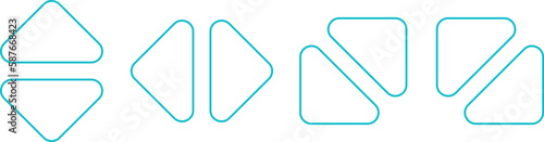 arrows on a transparent background, blue thin outlines, direction of movement, direction indicators