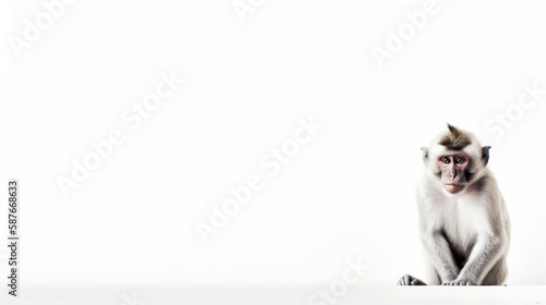 animal on the white Background monkey generative ai photo
