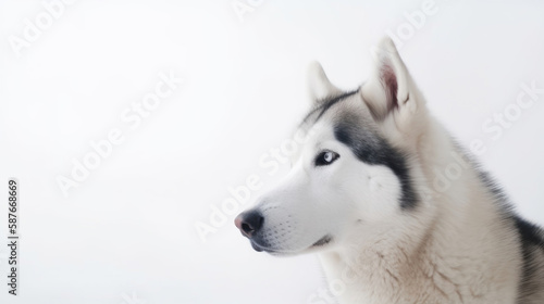 animal on the white Background Husky generative ai