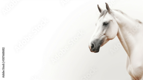 animal on the white Background grey horse generative ai