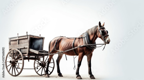Horse on the white Background carriage generative ai