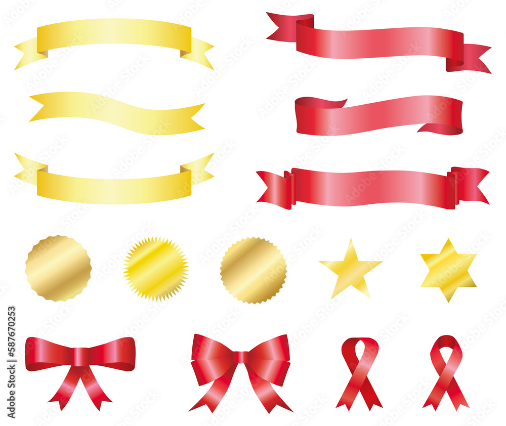 Ribbon label and medal illustration (Print) ,리본 라벨 과 메달 일러스트 Ribbon label and medal illustration (Print) ,리본 라벨 과 메달 일러스트