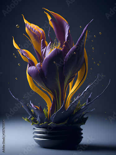 Light bulb Tulip, green eco energy concept. AI generated illustration