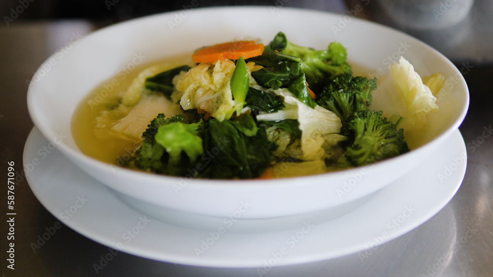 vegetable soup cap cay in bowl. traditional Asian soup cap cay vegetable soup cap cay in bowl. traditional Asian soup cap cay