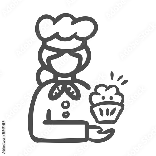 woman baker handdrawn icon