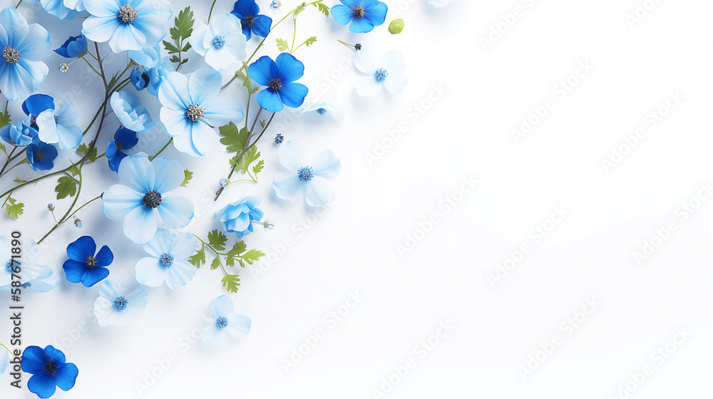 blue flower, white background, masterpiece, high quality Stock Photo