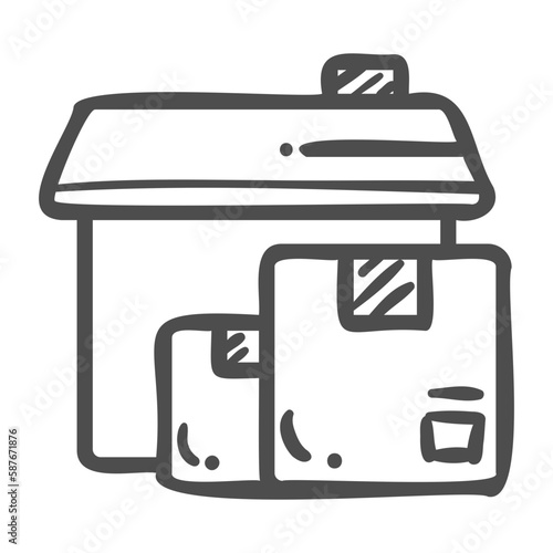 warehouse handdrawn icon