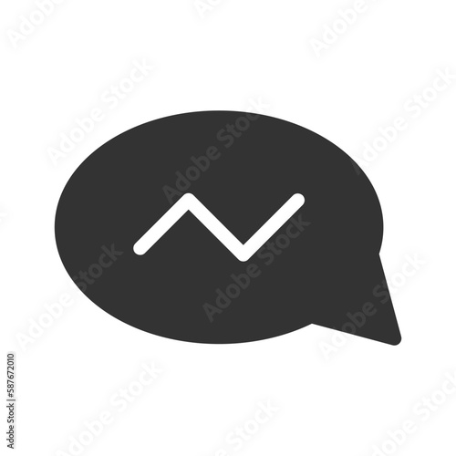 Black message icon with mark	