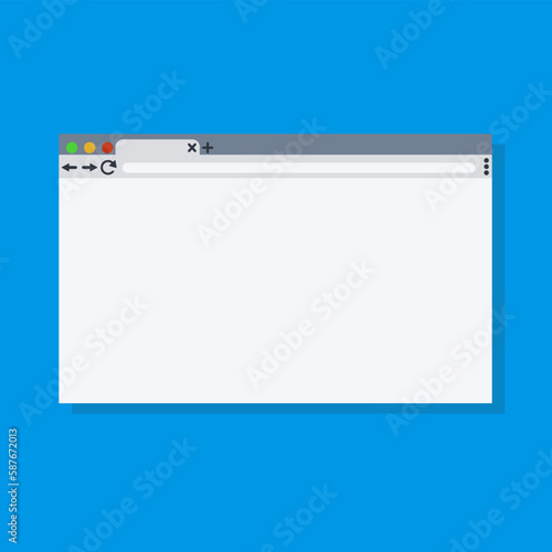 Simple browser icon on blue fon in style flat	