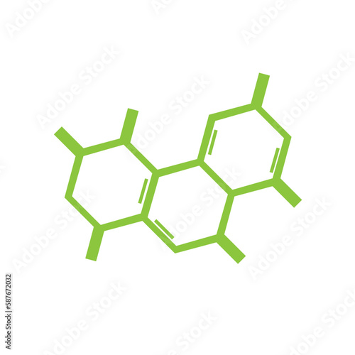 Icon of connection of three hexagons of type of molecules	