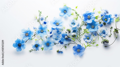 blue flower, white background, masterpiece, high quality