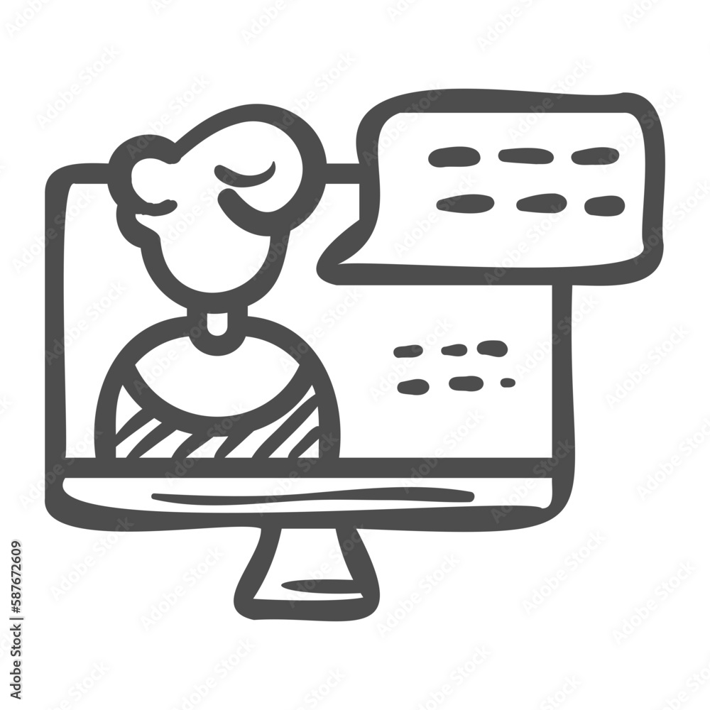 online teaching handdrawn icon online teaching handdrawn icon