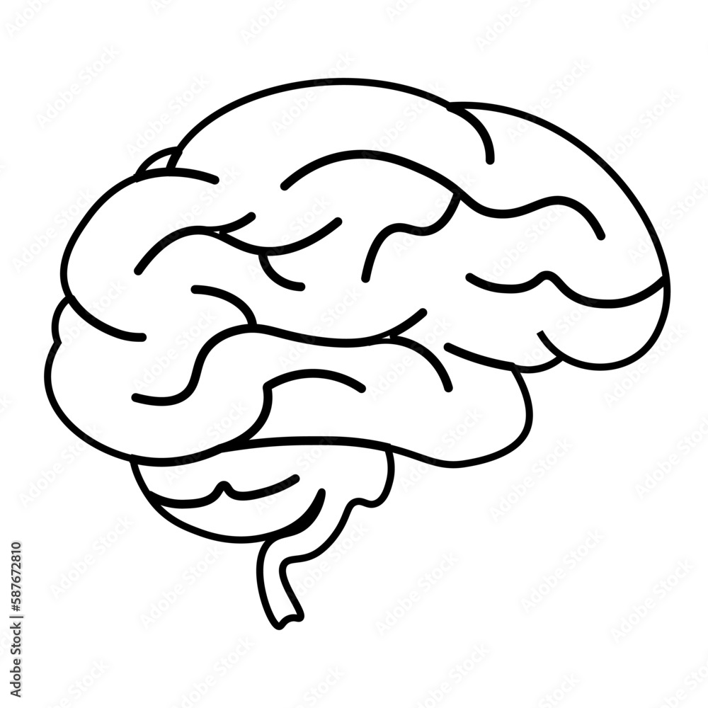 Brain illustration icon for web design isolated on white background