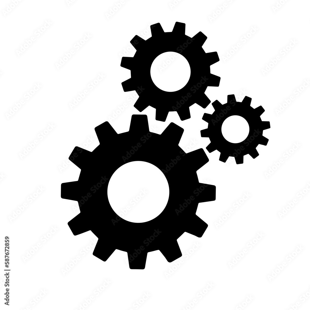 Gears sign simple icon on background Gears sign simple icon on background