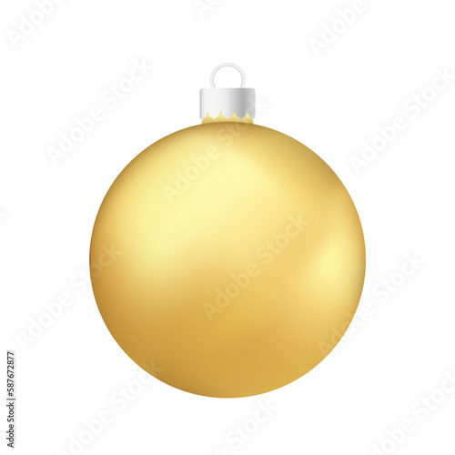 Gold Christmas tree toy or ball Volumetric and realistic color illustration