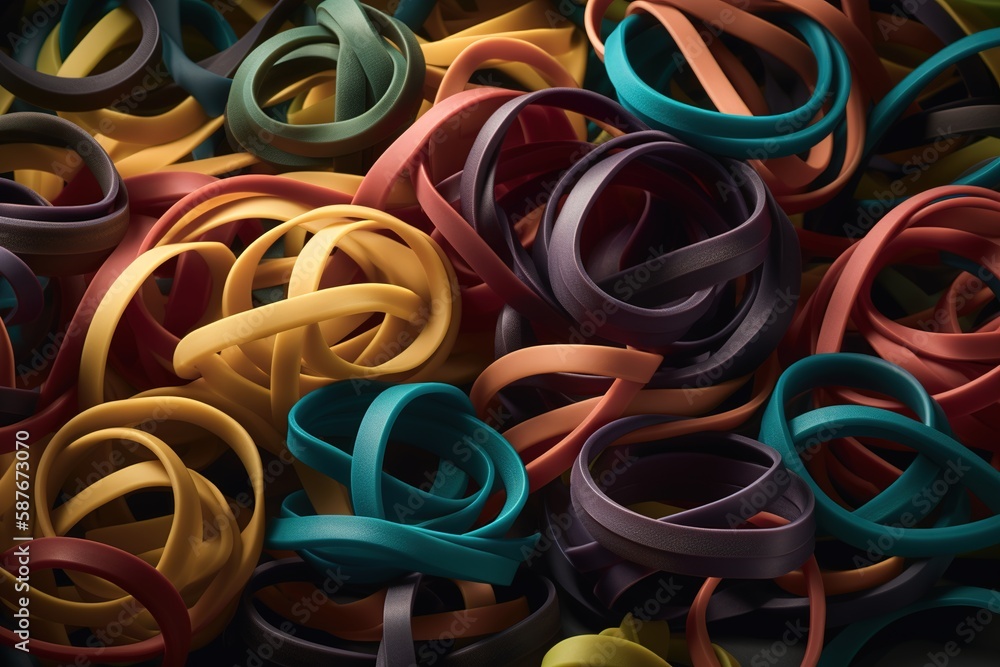 colorful rubber bands background, generative ai