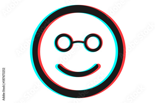 Smile or Emoji icon illustration in blue red and white colors
