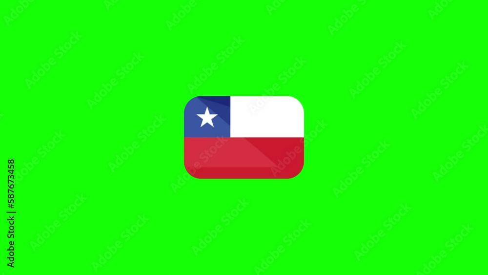 Animated Chile flag icon design in flat icon style on Green screen background, country flag concept, animated national flags, World flags collection, and the national flag. Animated Chile flag icon design in flat icon style on Green screen background, country flag concept, animated national flags, World flags collection, and the national flag.