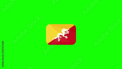 Animated Dhutan flag icon design in flat icon style on Green screen background, country flag concept, animated national flags, World flags collection, and the national flag. photo