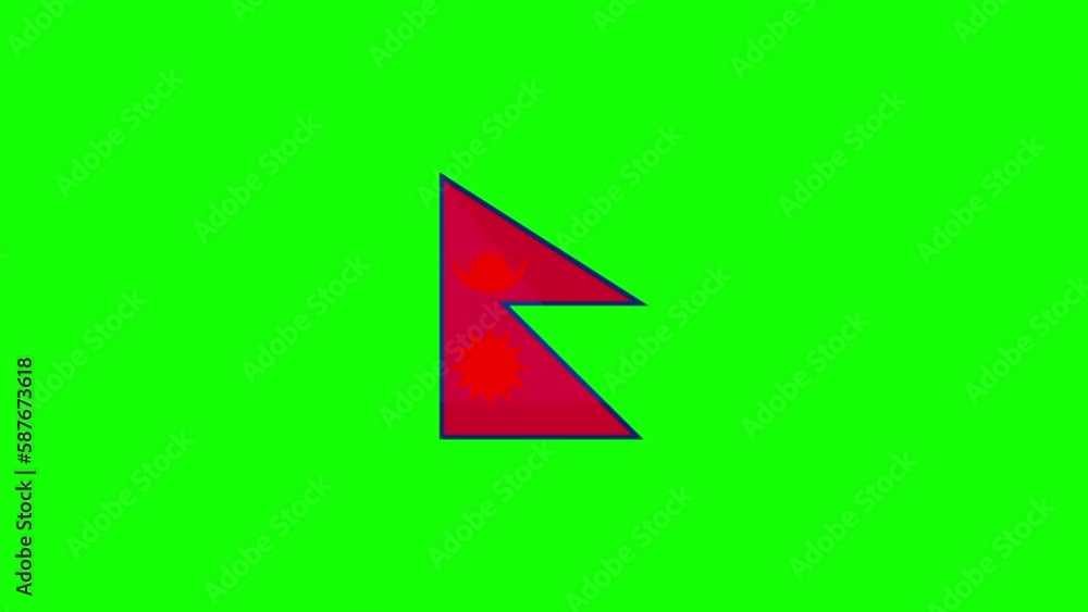 Animated Nepal flag icon design in flat icon style on Green screen background, country flag concept, animated national flags, World flags collection, and the national flag. Animated Nepal flag icon design in flat icon style on Green screen background, country flag concept, animated national flags, World flags collection, and the national flag.
