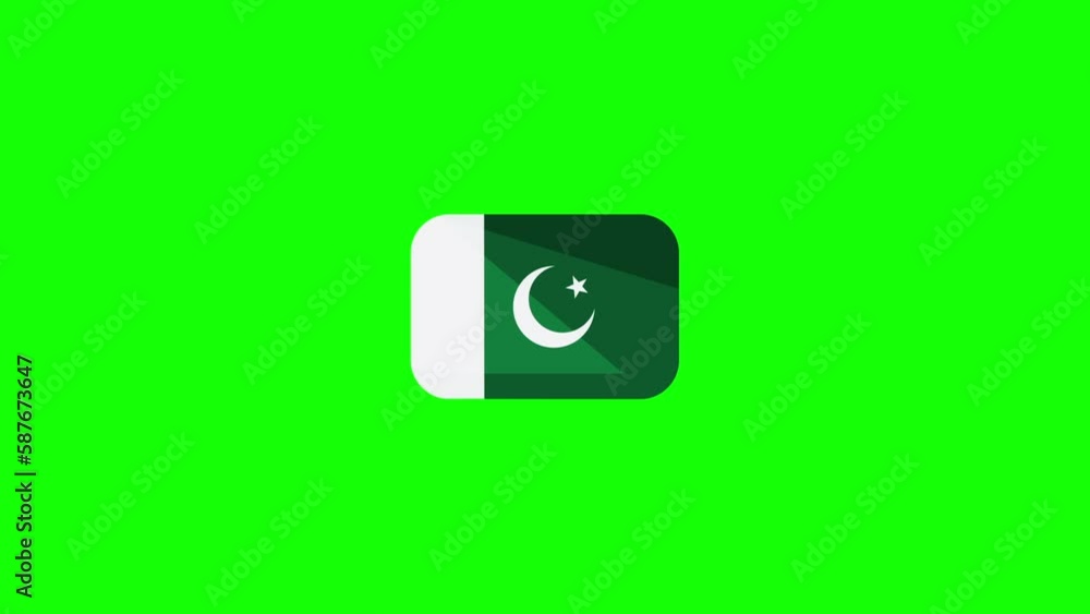 Animated Pakistan flag icon design in flat icon style on Green screen background, country flag concept, animated national flags, World flags collection, and the national flag. Animated Pakistan flag icon design in flat icon style on Green screen background, country flag concept, animated national flags, World flags collection, and the national flag.