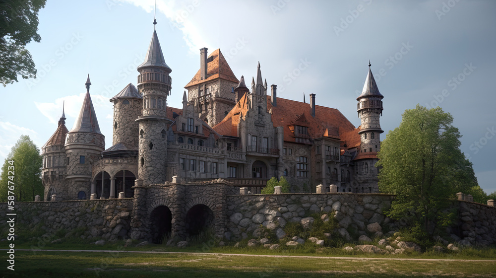 fairy tale castle. Generative AI image.