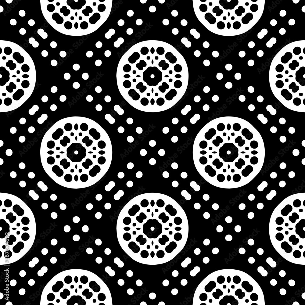 Dark background with abstract shapes. Black and white texture. Seamless monochrome repeating pattern for web page, textures, card, poster, fabric, textile. Dark background with abstract shapes. Black and white texture. Seamless monochrome repeating pattern for web page, textures, card, poster, fabric, textile.