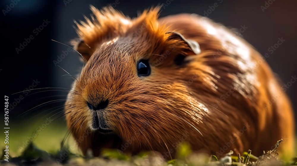 Guinea pig on lawn yard, close up. Basking in the Sun Guinea Pigs Garden Getaway Guinea pig on lawn yard, close up. Basking in the Sun Guinea Pigs Garden Getaway