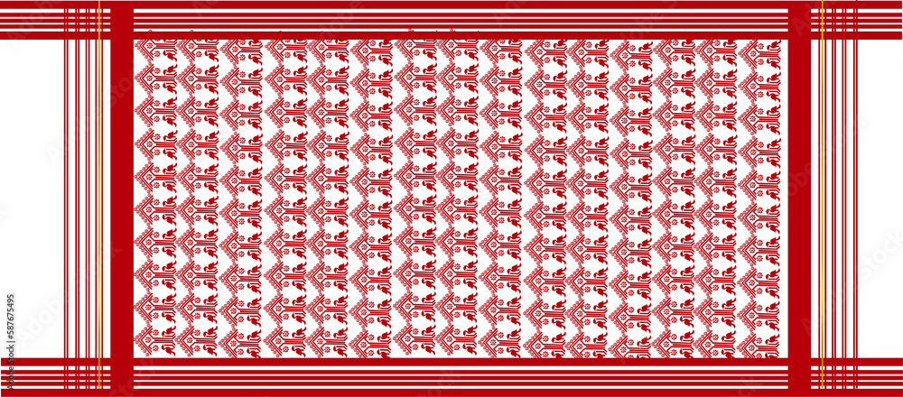 Bagamusa Or Gamosa Cloth With A Gamosa Design The Indigenous Assamese bagamusa-or-gamosa-cloth-with-a-gamosa-design-the-indigenous-assamese