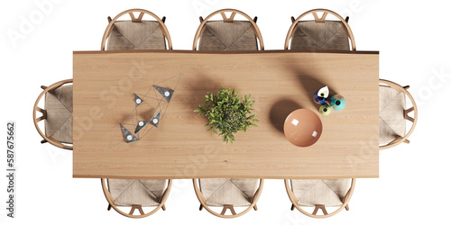 Fototapeta Naklejka Na Ścianę i Meble -  Top view of dining table with chairs