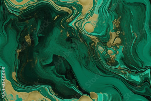 Green and turqouise seamless abstract pattern, acrylic background, ai generative
