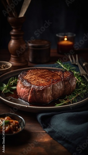 Tantalizing Tenderloin as a Sumptuous Fictional Steak Rendering, Capturing Every Juicy Bite Generated by AI