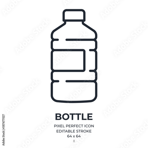 Water bottle editable stroke outline icon isolated on white background flat vector illustration. Pixel perfect. 64 x 64.