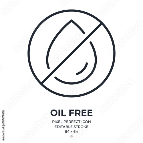 Oil free editable stroke outline icon isolated on white background flat vector illustration. Pixel perfect. 64 x 64.