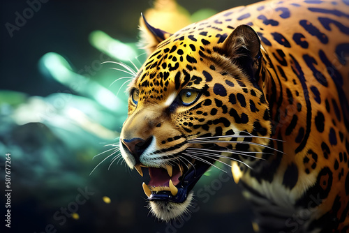 Abstract modern Jaguar feline fantasy black with golden texture,artist canvas art collection for decoration and interior. wall art. canvas art, wallpaper . Generative Ai