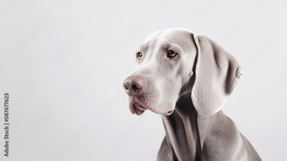 animal on the white Background dog Weimaraner generative ai