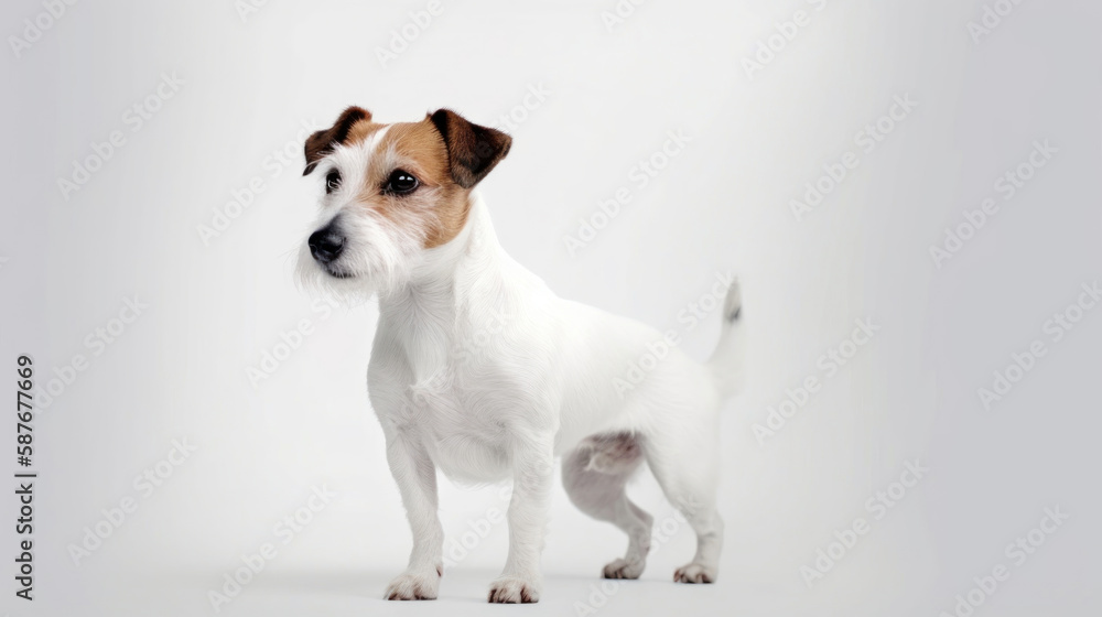 animal on the white Background dog run generative ai
