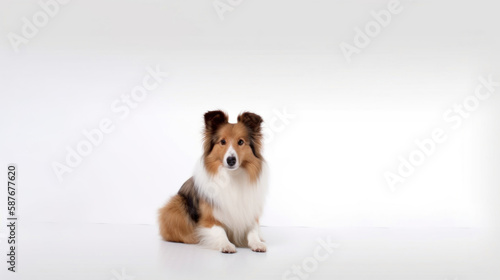 animal on the white Background dog Sheltie generative ai