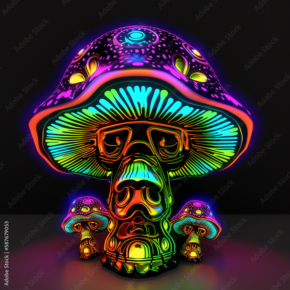 neon mushroom illustration