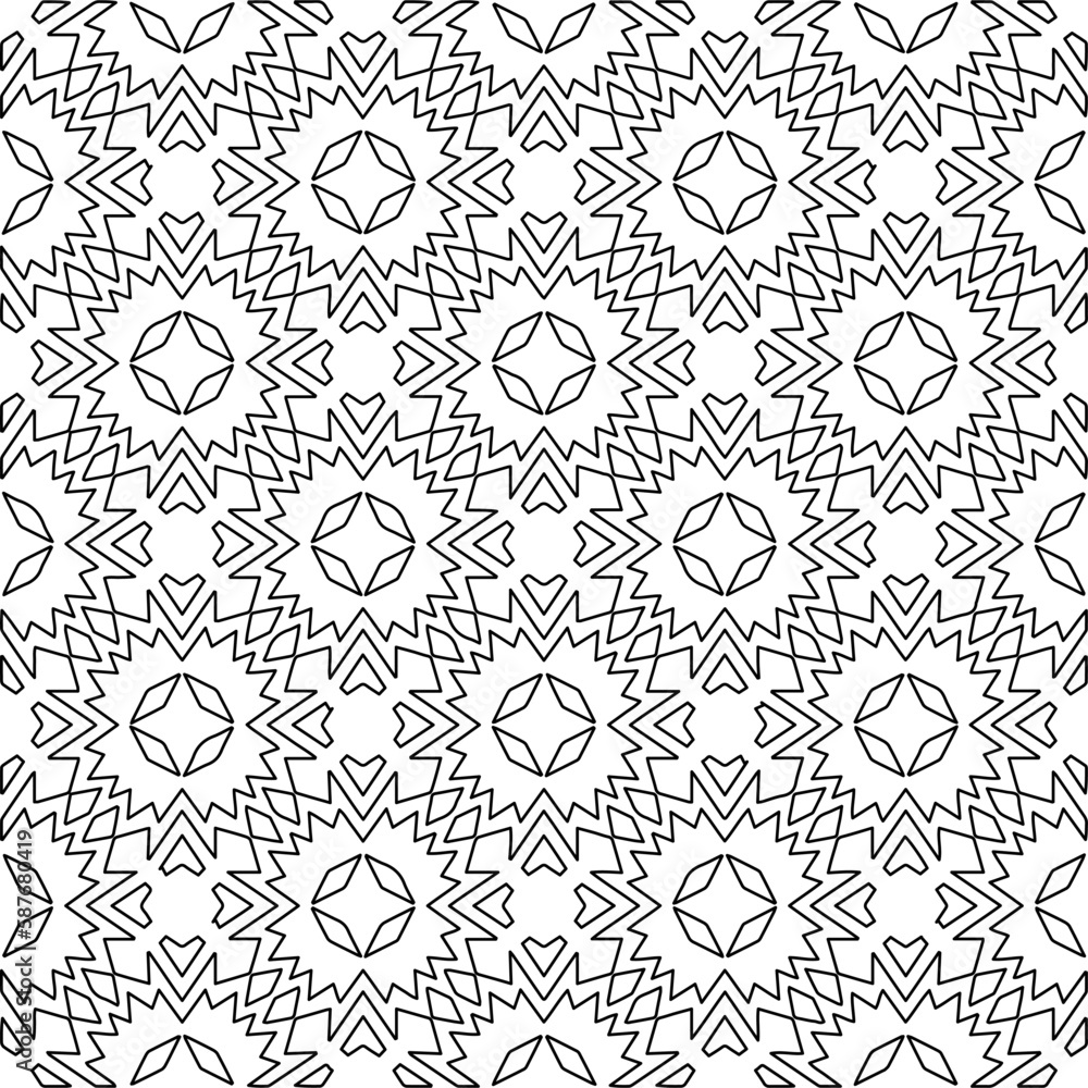 Stylish texture with figures from lines.Abstract geometric black and white pattern for web page, textures, card, poster, fabric, textile. Monochrome graphic repeating design.
Stylish texture with figures from lines.Abstract geometric black and white pattern for web page, textures, card, poster, fabric, textile. Monochrome graphic repeating design.
