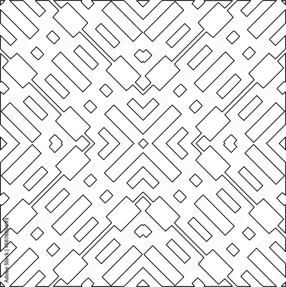 Stylish texture with figures from lines.Abstract geometric black and white pattern for web page, textures, card, poster, fabric, textile. Monochrome graphic repeating design.
Stylish texture with figures from lines.Abstract geometric black and white pattern for web page, textures, card, poster, fabric, textile. Monochrome graphic repeating design.