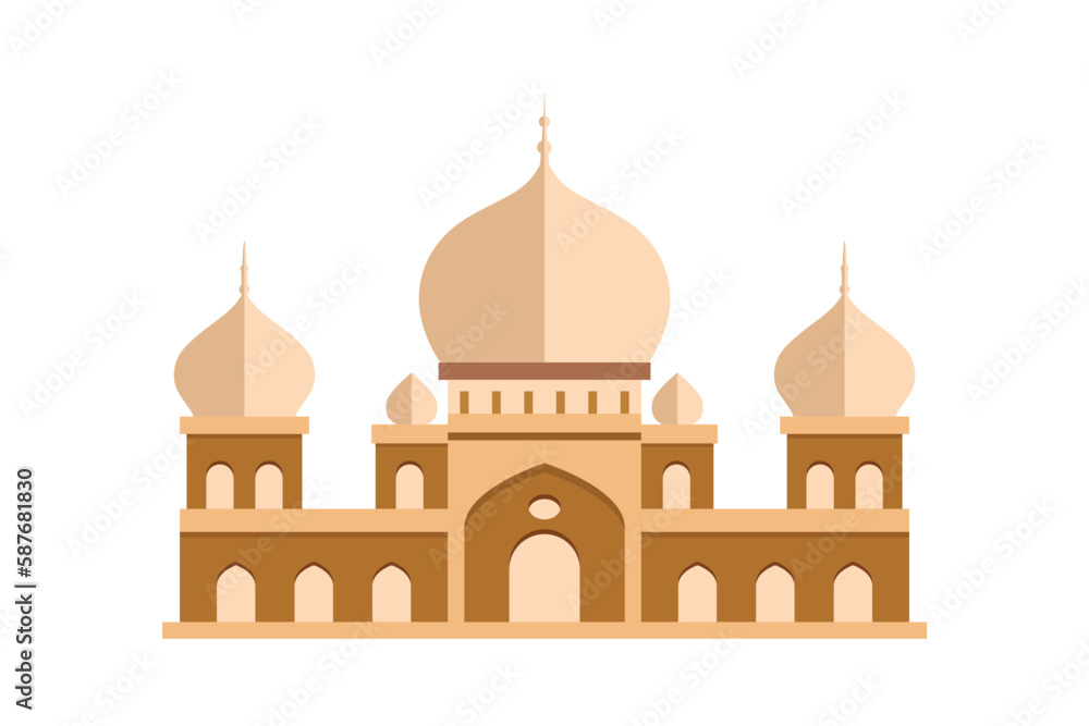 simple flat design mosque building isolated white background
