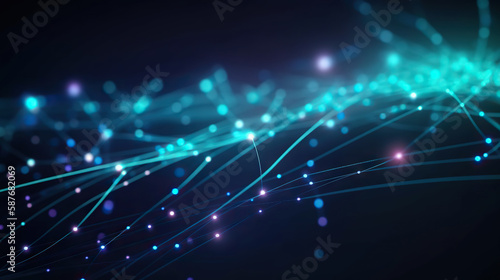 Luminous blue network connection with sparkling dots background. Based on Generative AI