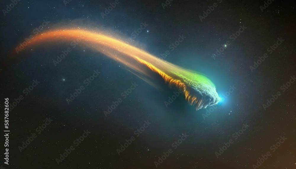 Obraz premium A neon comet with a glowing tail that streaks across the sky Generative AI